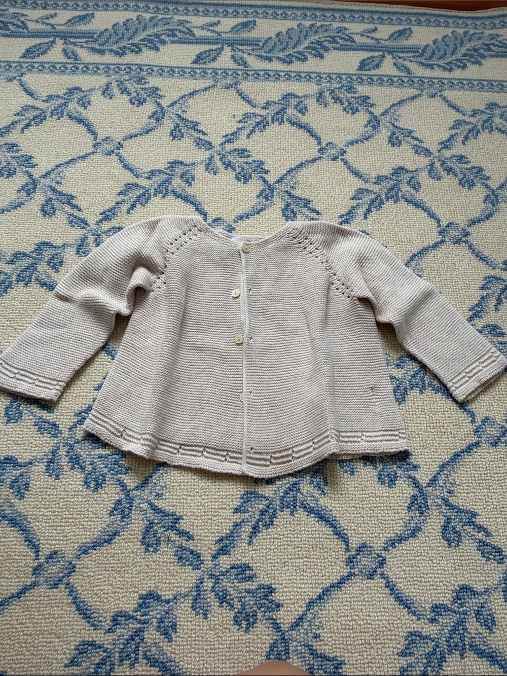 Kids' Knit Button-Back Sweater in Light Beige